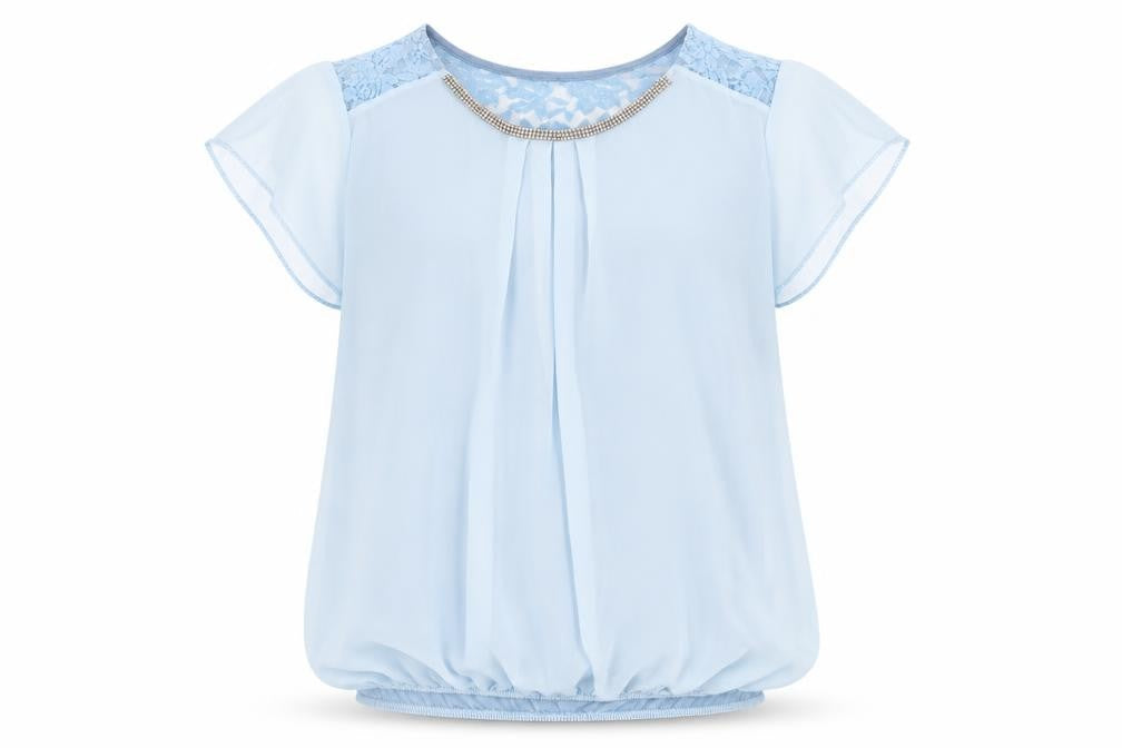 Preworn Womens Blue  Polyester Basic Blouse Size M Round Neck