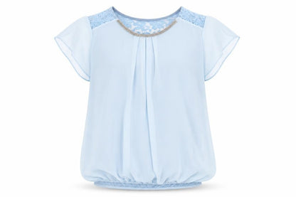 Preworn Womens Blue  Polyester Basic Blouse Size M Round Neck