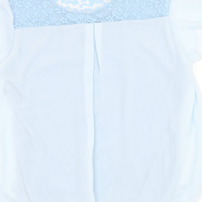 Preworn Womens Blue  Polyester Basic Blouse Size M Round Neck