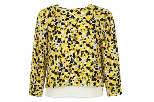 H&M Womens Yellow  Polyester Basic Blouse Size 4 Round Neck