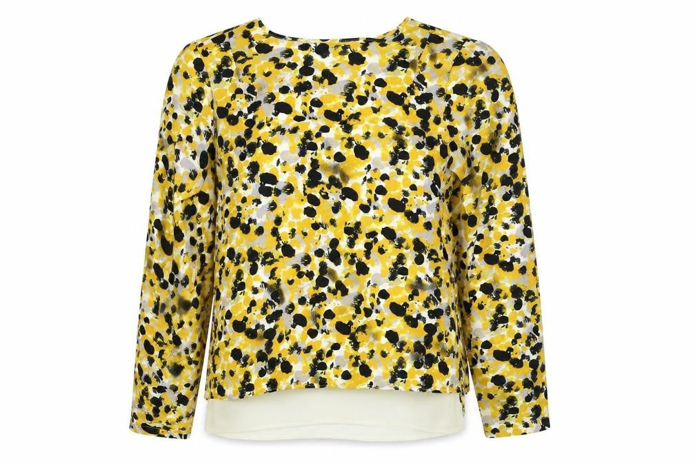 H&M Womens Yellow  Polyester Basic Blouse Size 4 Round Neck