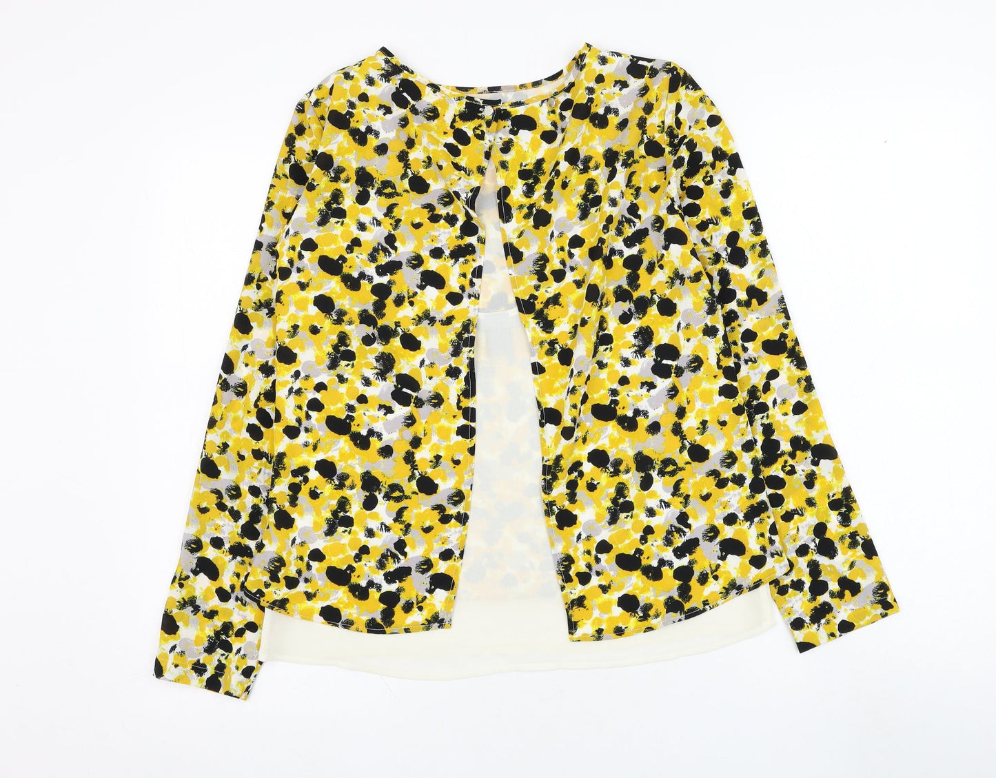 H&M Womens Yellow  Polyester Basic Blouse Size 4 Round Neck