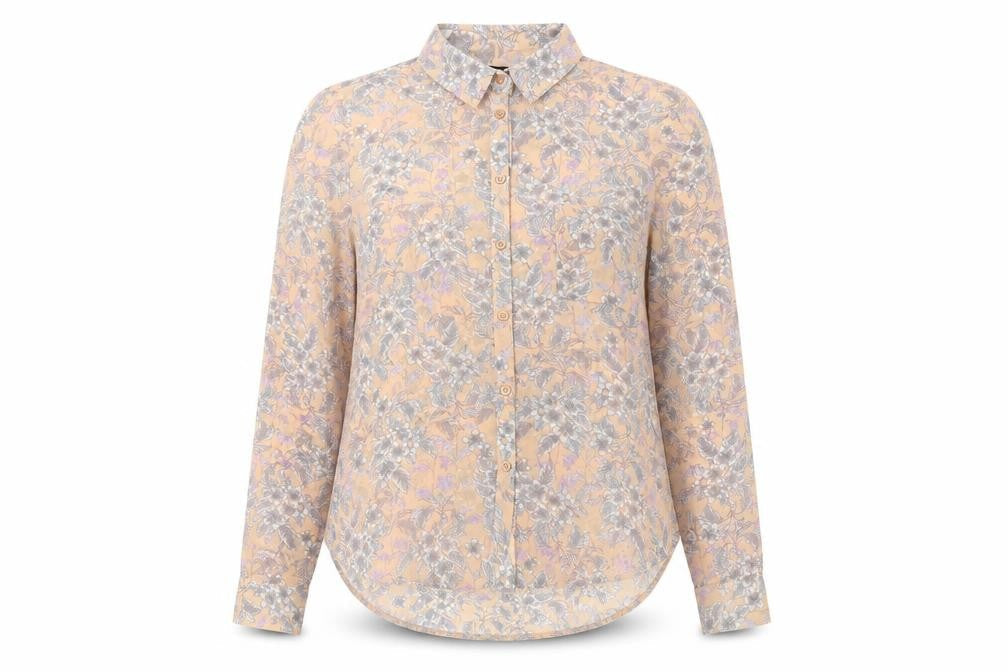 New Look Womens Pink Floral Polyester Basic Button-Up Size 8 Collared