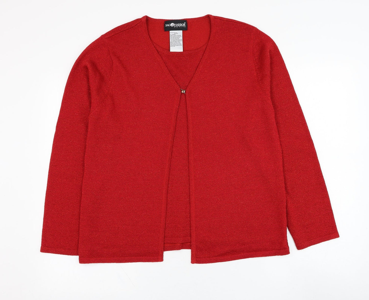 Sag Harbor Womens Red Round Neck  Acrylic Pullover Jumper Size M
