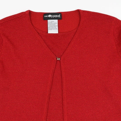 Preloved Sag Harbor Womens Red Round Neck  Acrylic Pullover Jumper Size M - Detail
