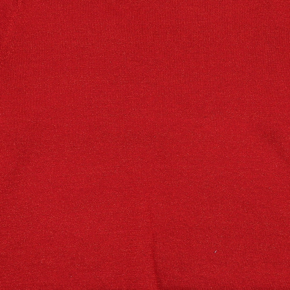 Sag Harbor Womens Red Round Neck  Acrylic Pullover Jumper Size M