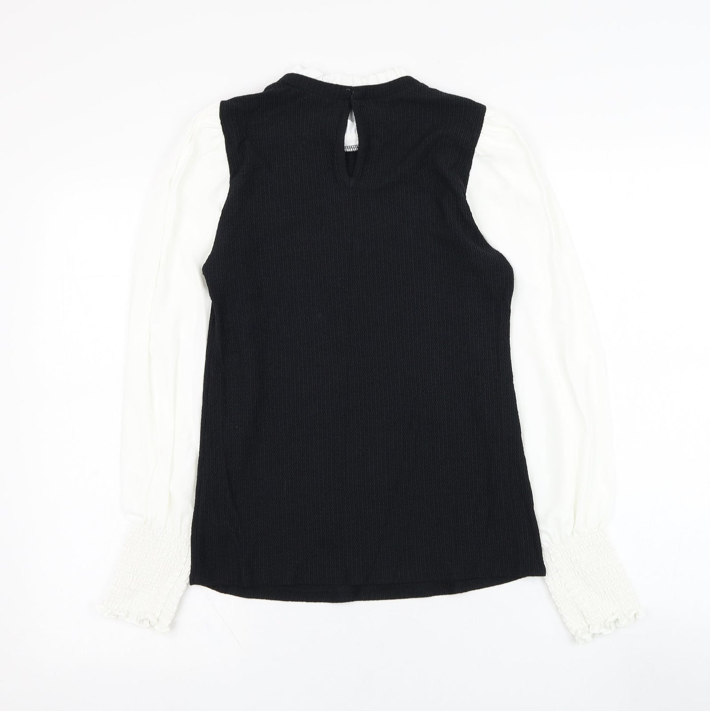 New Look Womens Black  Polyester Basic Blouse Size 10 Round Neck