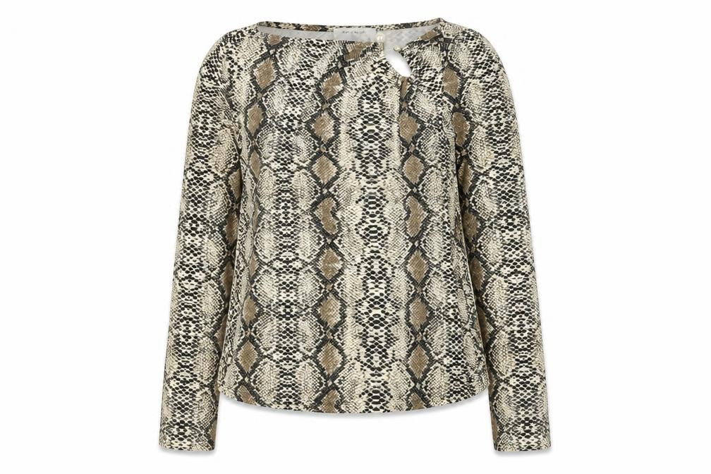 By Swan Womens Brown Animal Print Viscose Basic T-Shirt Size S Round Neck
