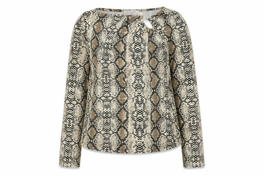 By Swan Womens Brown Animal Print Viscose Basic T-Shirt Size S Round Neck