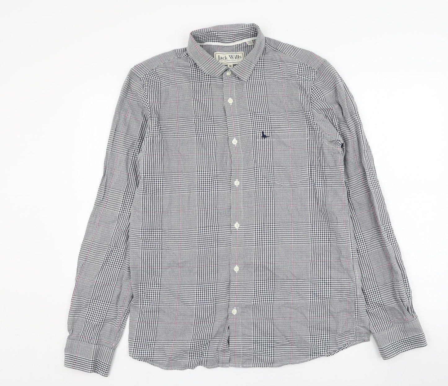 Jack Wills Mens Blue Check Cotton  Button-Up Size M Collared Button