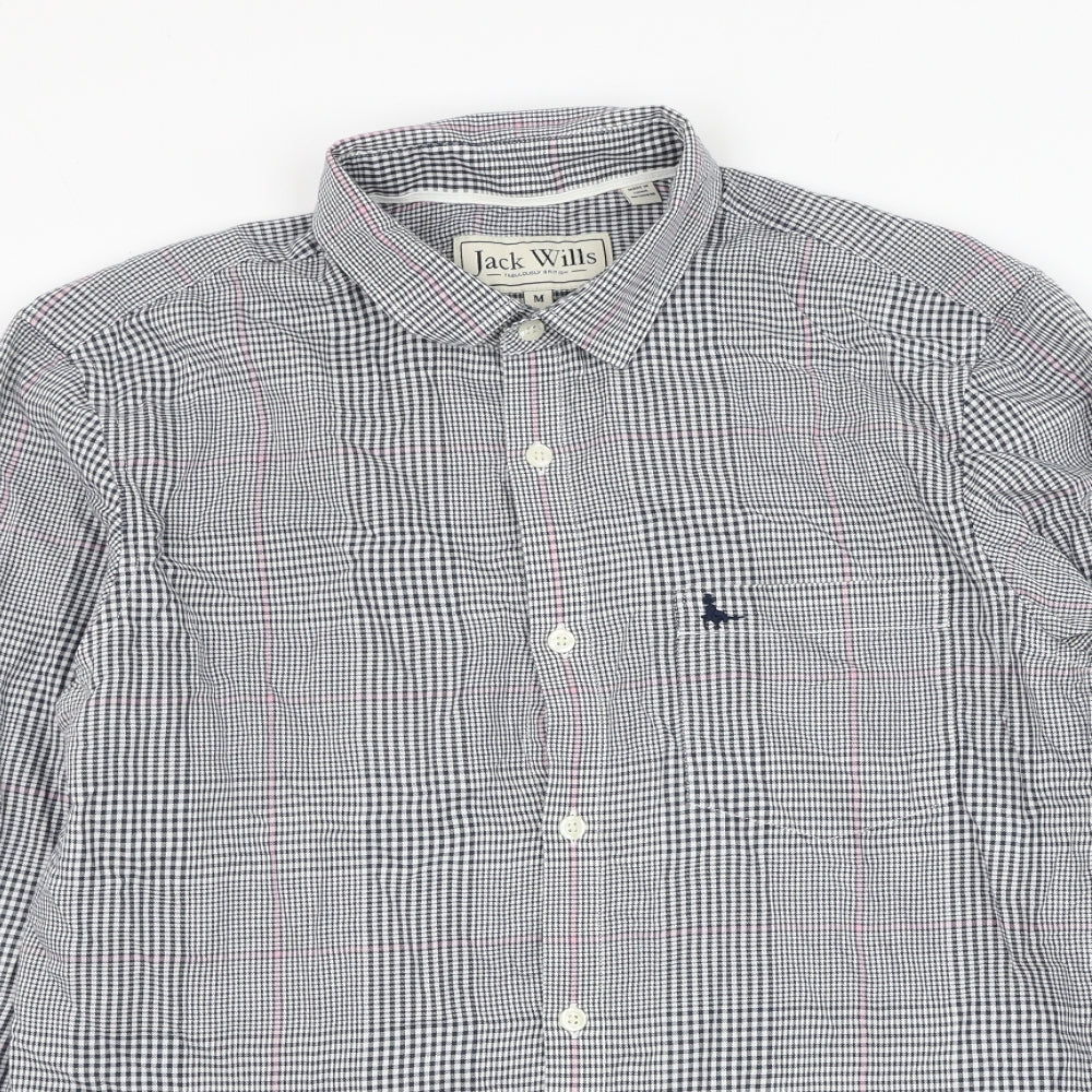 Jack Wills Mens Blue Check Cotton  Button-Up Size M Collared Button