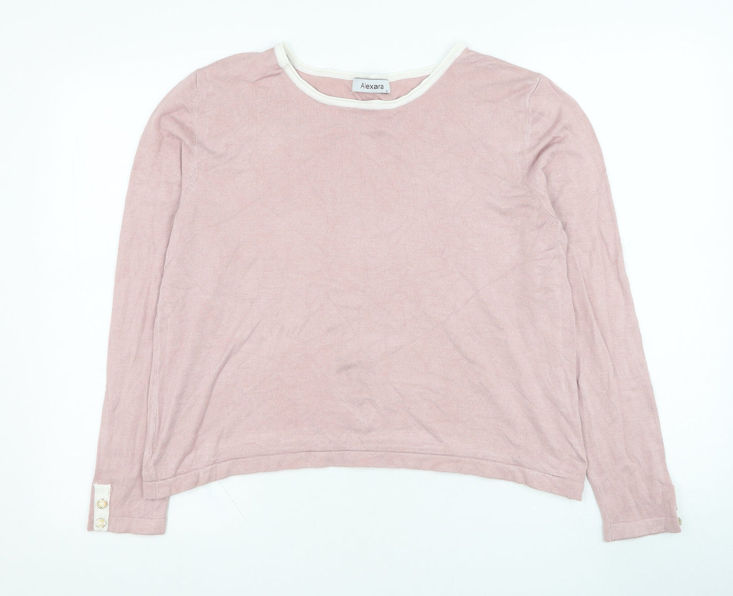 Alexara Womens Pink Round Neck  Viscose Pullover Jumper Size M