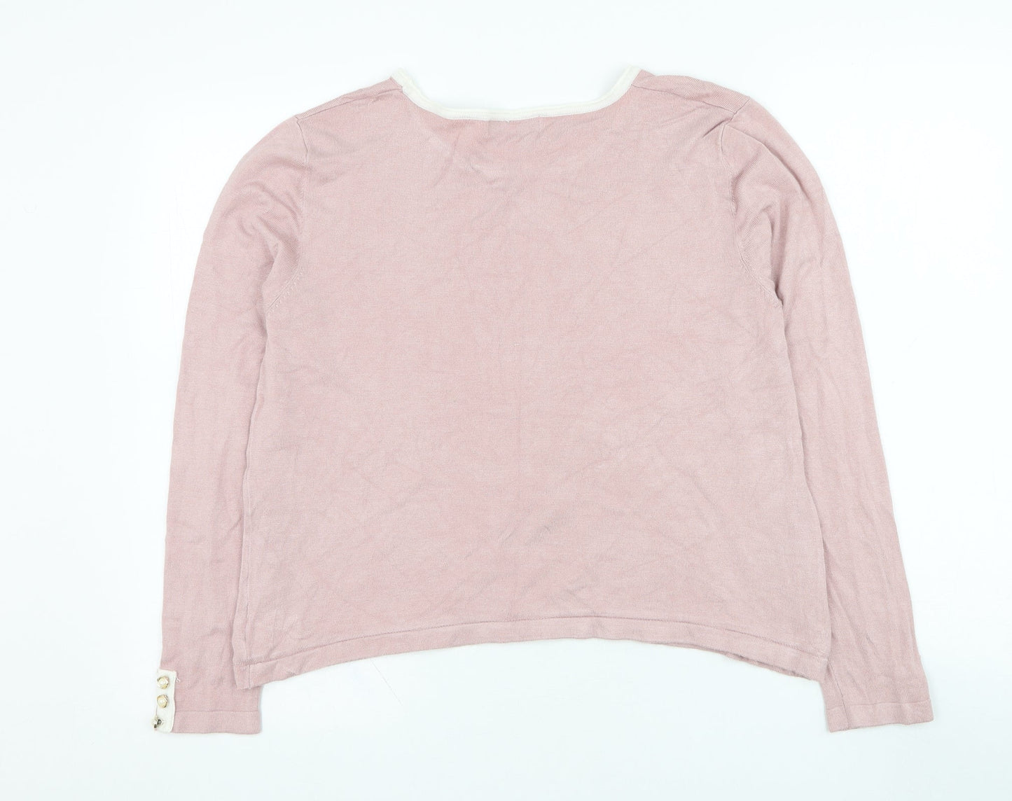 Alexara Womens Pink Round Neck  Viscose Pullover Jumper Size M
