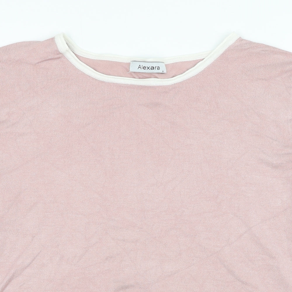 Alexara Womens Pink Round Neck  Viscose Pullover Jumper Size M