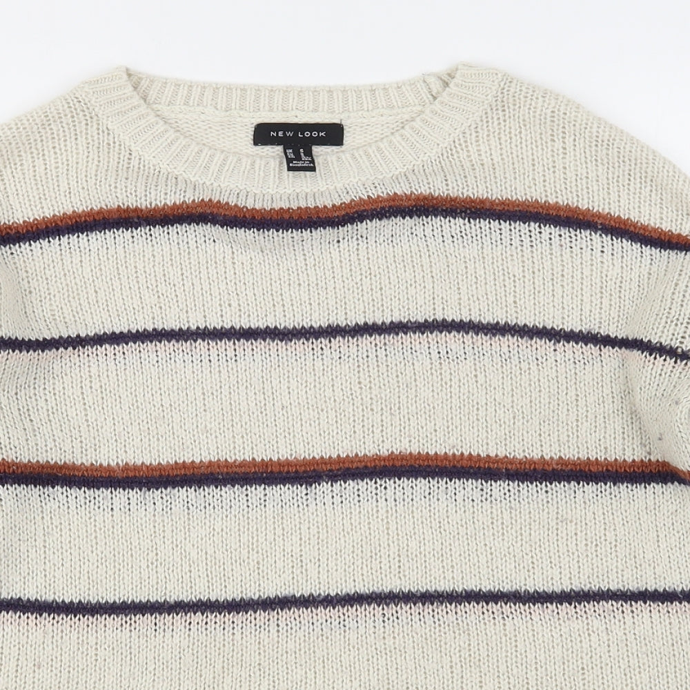 New Look Womens Multicoloured Round Neck Striped Acrylic Pullover Jumper Size S