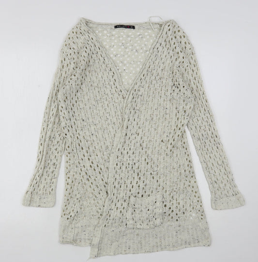 Select Womens Beige V-Neck  Acrylic Cardigan Jumper Size 10