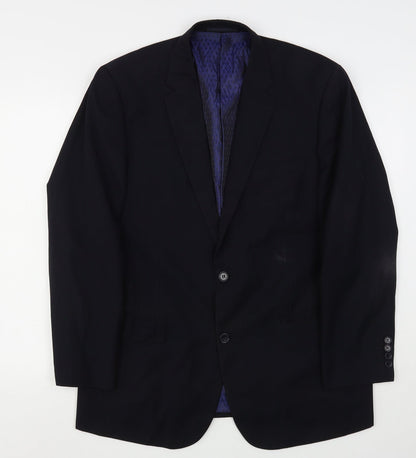 Preloved Skopes Mens Black Striped Polyester Jacket Suit Jacket Size 42 - Front