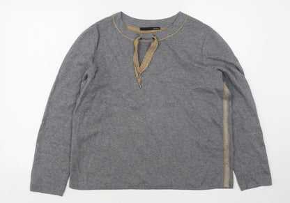 Preloved Le Comte Womens Grey  Viscose Pullover Sweatshirt Size 16 - Front