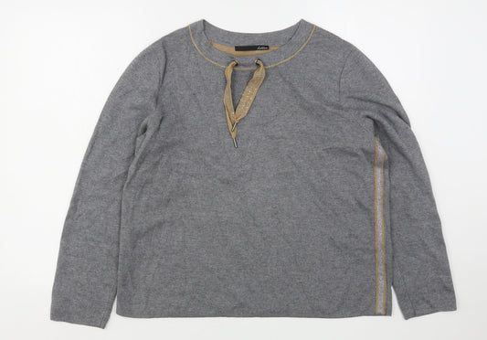 Le Comte Womens Grey  Viscose Pullover Sweatshirt Size 16