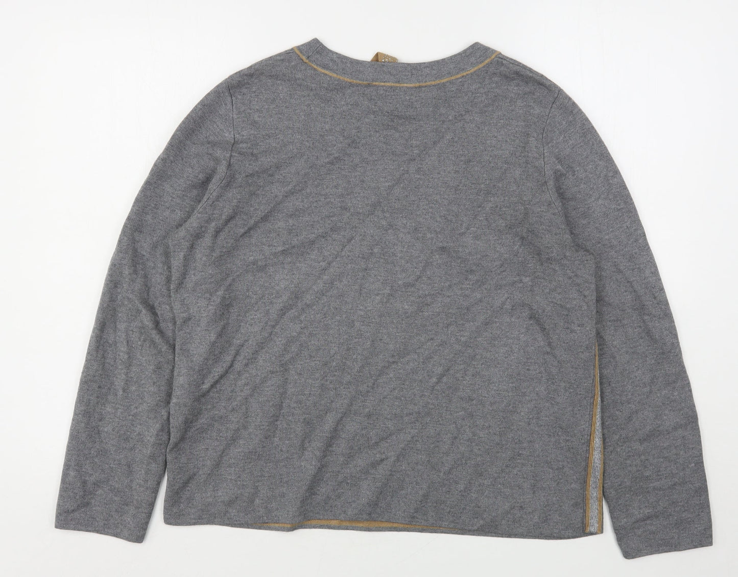 Le Comte Womens Grey  Viscose Pullover Sweatshirt Size 16