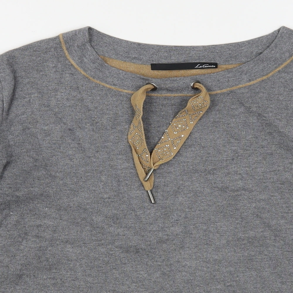 Le Comte Womens Grey  Viscose Pullover Sweatshirt Size 16