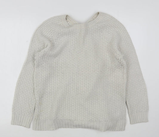 Monsoon Womens Ivory Round Neck  Acrylic Pullover Jumper Size M