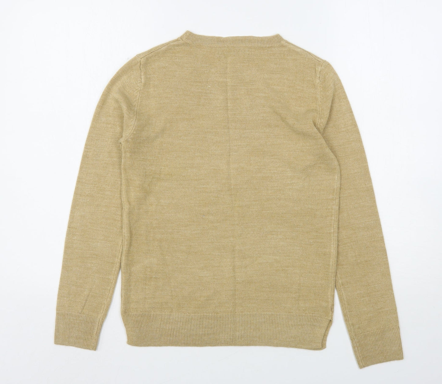 Marks and Spencer Womens Beige Round Neck  Acrylic Pullover Jumper Size 6