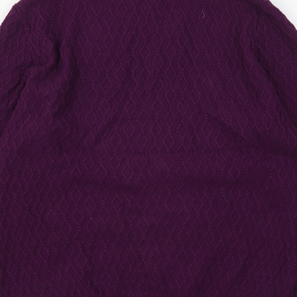 CC Womens Purple Round Neck Argyle/Diamond Cotton Pullover Jumper Size M
