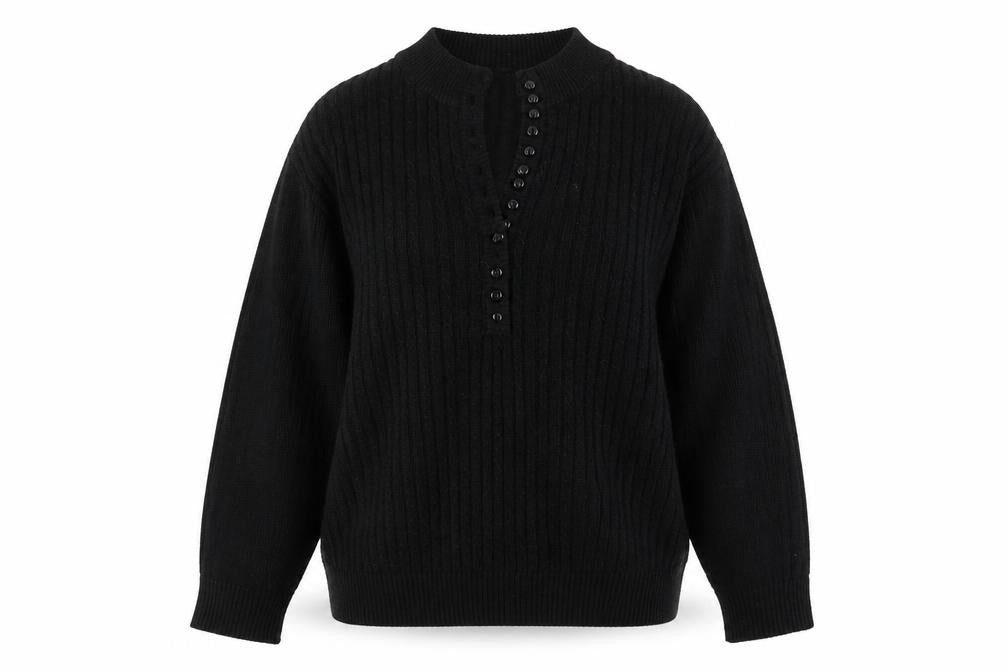 Compliments Womens Black Round Neck  Acrylic Pullover Jumper Size 16