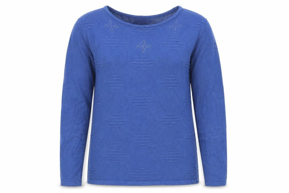 Anna Rose Womens Blue Round Neck  Polyester Pullover Jumper Size L