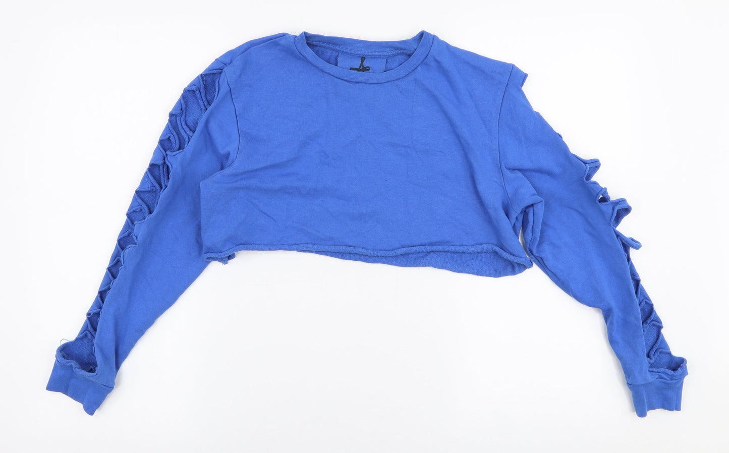 Atmosphere Womens Blue  Polyester Pullover Sweatshirt Size 10  Pullover - Distressed arms