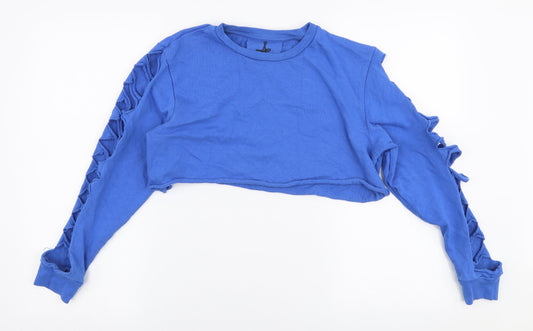 Atmosphere Womens Blue  Polyester Pullover Sweatshirt Size 10  Pullover - Distressed arms