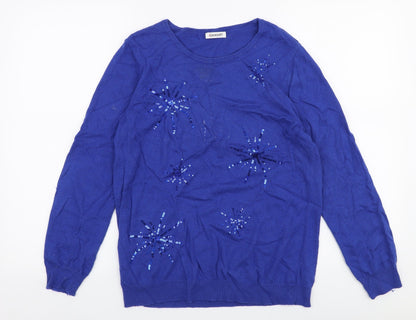 Damart Womens Blue Round Neck  Viscose Pullover Jumper Size 10