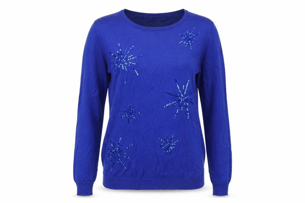 Damart Womens Blue Round Neck  Viscose Pullover Jumper Size 10