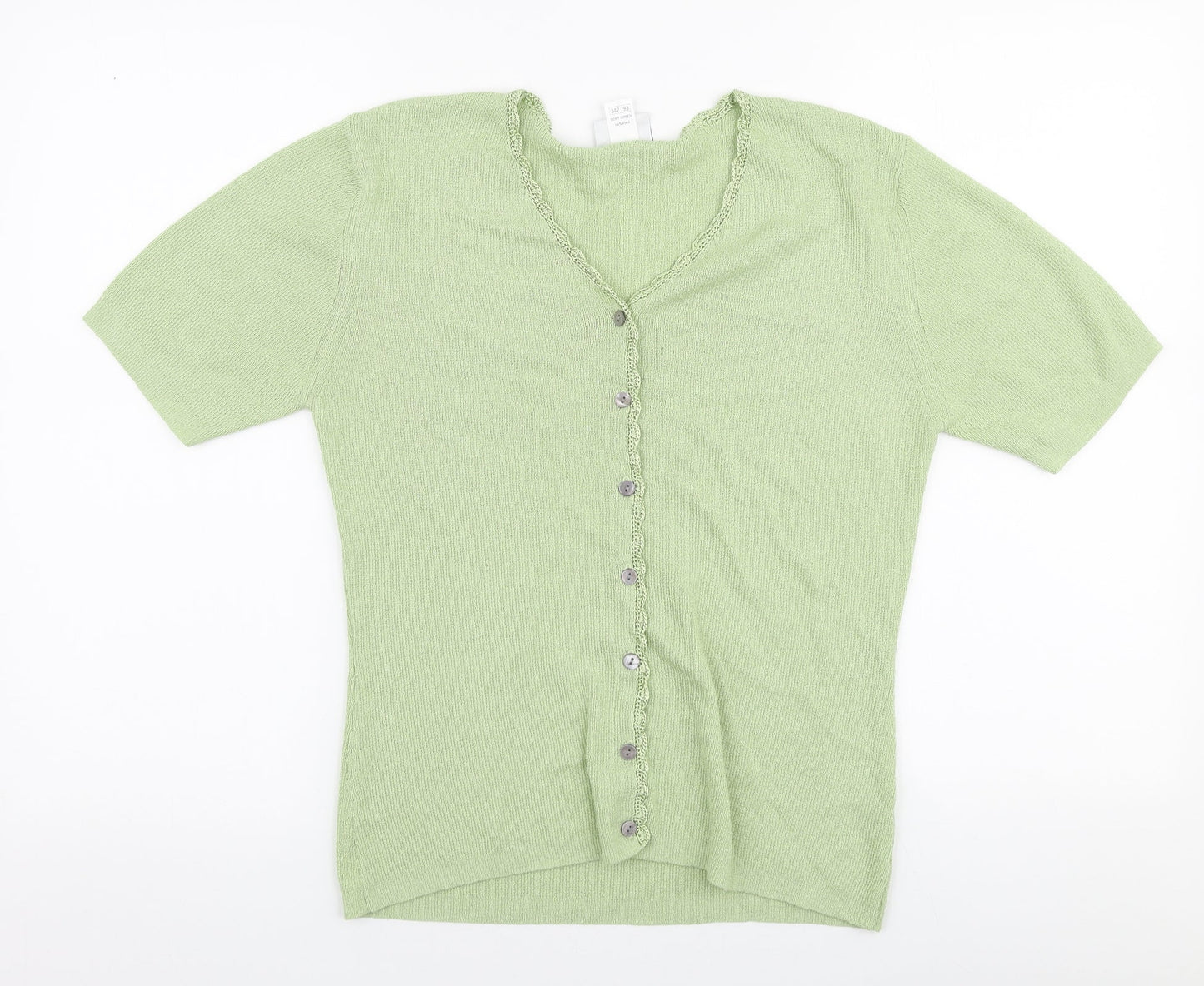 OPUS Womens Green V-Neck  Acrylic Pullover Jumper Size S