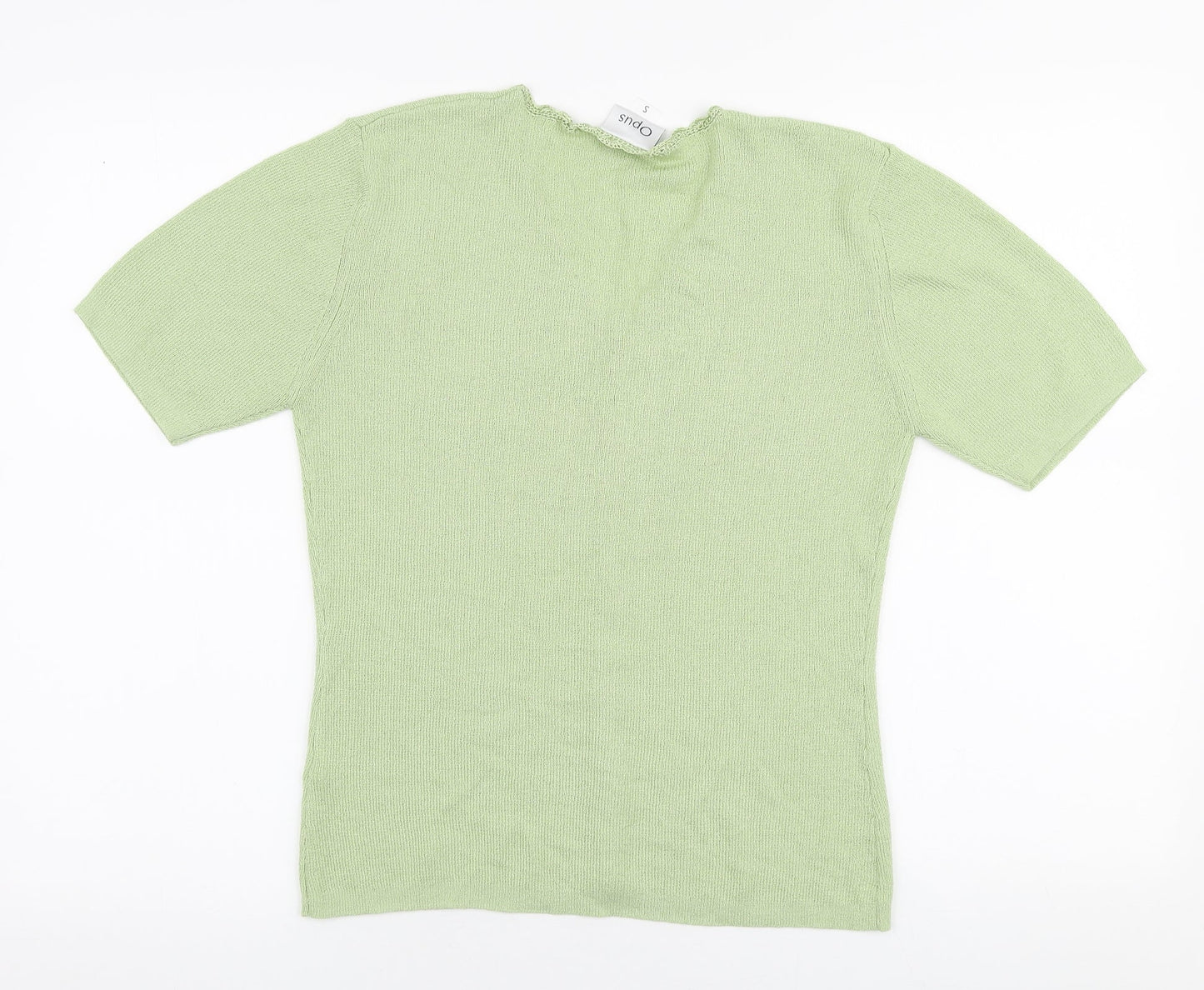 OPUS Womens Green V-Neck  Acrylic Pullover Jumper Size S
