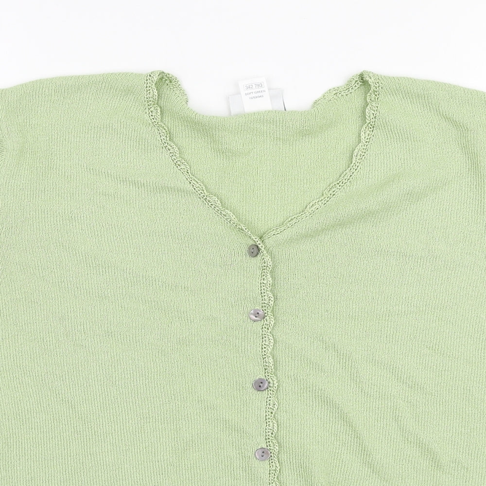 OPUS Womens Green V-Neck  Acrylic Pullover Jumper Size S