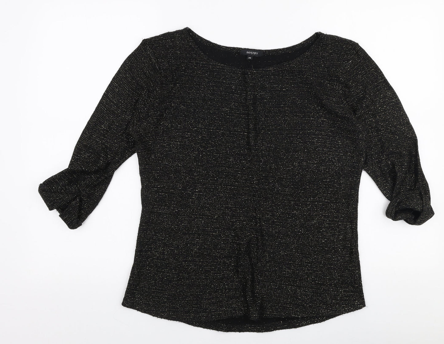 Mystify Womens Gold Round Neck  Acrylic Pullover Jumper Size M