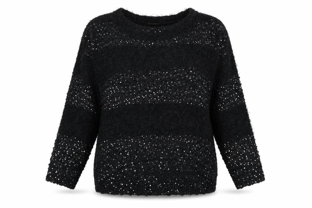 TU Womens Black Round Neck  Acrylic Pullover Jumper Size 12