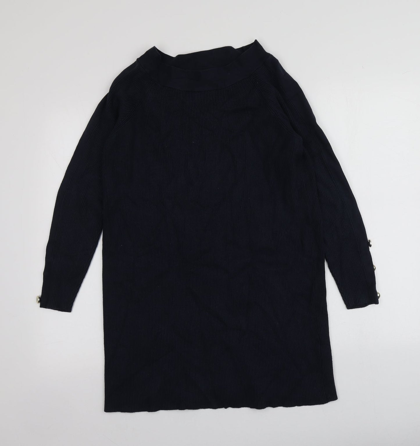 Only Womens Blue Square Neck  Viscose Pullover Jumper Size M