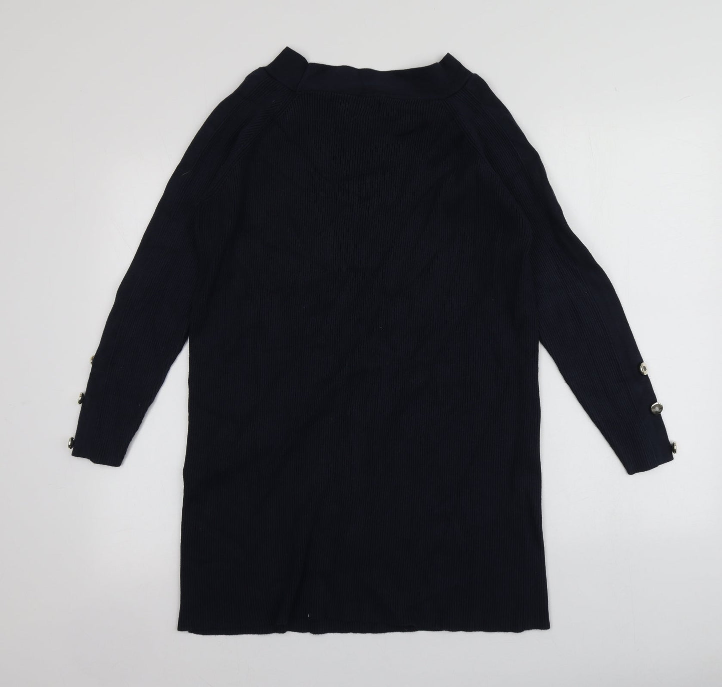 Only Womens Blue Square Neck  Viscose Pullover Jumper Size M