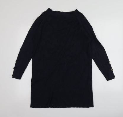 Only Womens Blue Square Neck  Viscose Pullover Jumper Size M