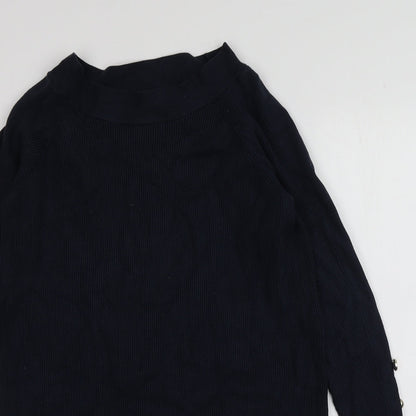 Only Womens Blue Square Neck  Viscose Pullover Jumper Size M