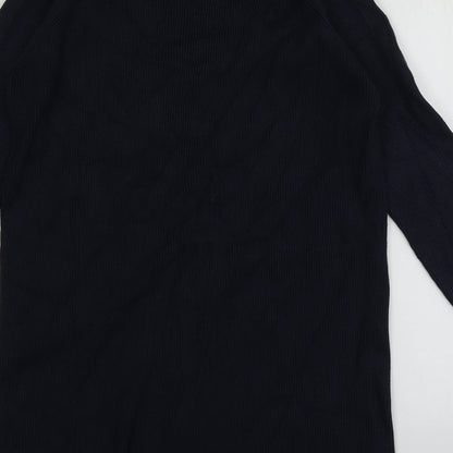 Only Womens Blue Square Neck  Viscose Pullover Jumper Size M