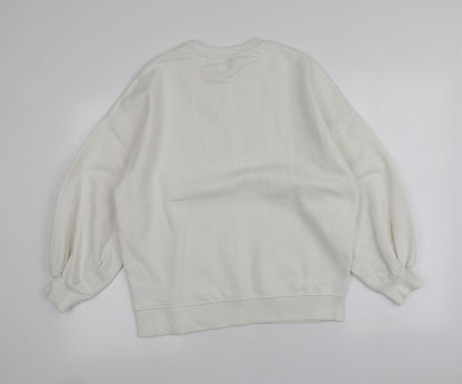 F&F Womens White  Cotton Pullover Hoodie Size 8