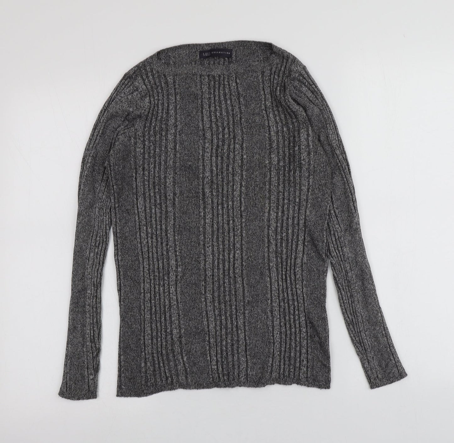 M&S Womens Grey Round Neck  Viscose Pullover Jumper Size 14