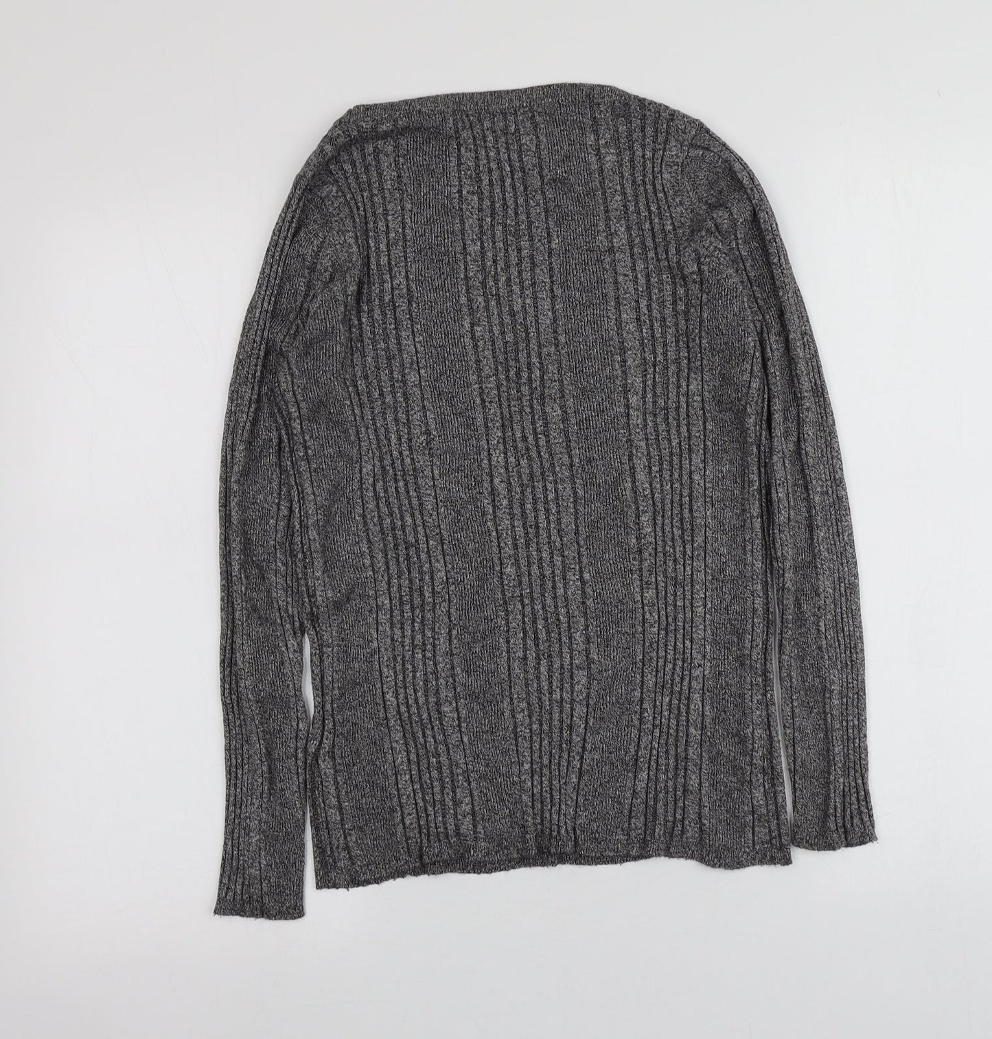 M&S Womens Grey Round Neck  Viscose Pullover Jumper Size 14