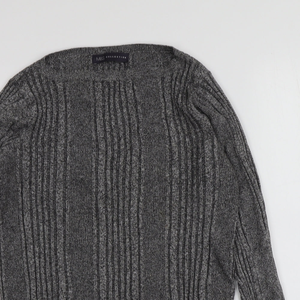 M&S Womens Grey Round Neck  Viscose Pullover Jumper Size 14