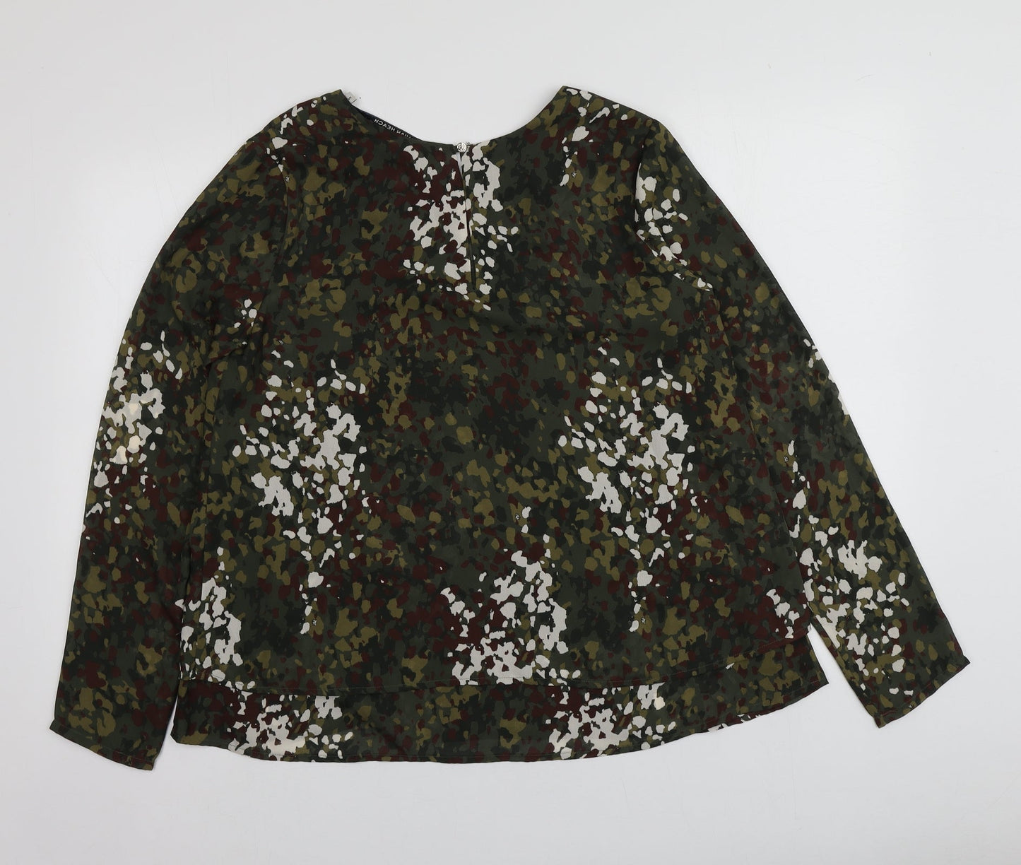 Silvian Heach Womens Green Camouflage Polyester Basic Blouse Size S Round Neck