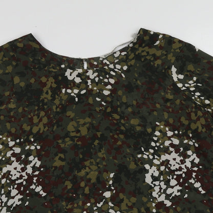 Silvian Heach Womens Green Camouflage Polyester Basic Blouse Size S Round Neck
